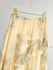 RUFFLED CHIFFON SKIRT IN WARM BEGIE