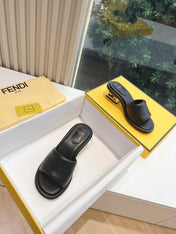 FF Baguette Slides Women 45 Nappa Leather Black