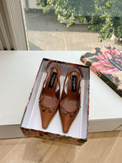 DG 70MM FOOTWEAR – BLUSH IN BROWN CALFSKIN SLINGBACK
