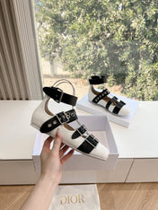 PUNK BALLET FLAT IN WHITE MIX BLACK CALFSKIN