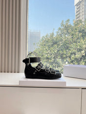 PUNK BALLET FLAT IN BLACK CALFSKIN