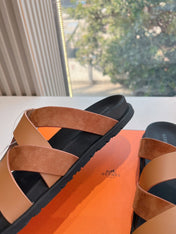 KAZIMIR SANDAL IN BRONZE BROWN CALFSKIN AND SUEDE
