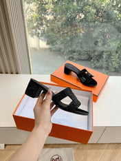 0ASIS SANDAL IN BLACK SUEDE WITH CRYSTALS