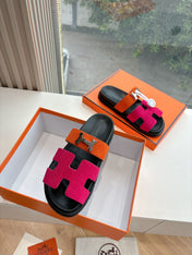 CHYPRE SANDAL IN DARK PINK MIX ORANGE SUEDE