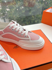 GET SNEAKER IN ROSE PINK MAXI CANVAS AND WHITE CALFSKIN