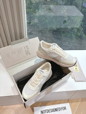 RUNNING SOLE SNEAKERS IN WHITE MESH, BEIGE SUEDE AND CALFSKIN WITH BLUE STAR