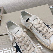 V-STAR SNEAKERS WHITE CALFSKIN WITH BLACK GLITTER STAR