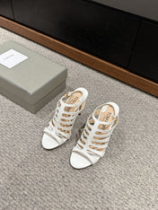 HIGH SANDAL 10 CM IN WHITE CALFSKIN