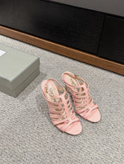 HIGH SANDAL 10 CM IN LIGHT PINK CALFSKIN