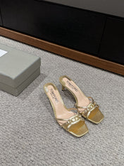 WHITNEY HIGH 6 CM MULE IN GOLD CROCODILE LEATHER