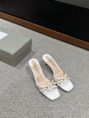 WHITNEY HIGH 6 CM MULE IN WHITE CROCODILE LEATHER