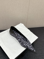 SL NOUR LEOPARD POINTED TOE BALLET BLACK CANVAS