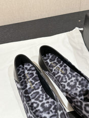 SL NOUR LEOPARD POINTED TOE BALLET BLACK CANVAS