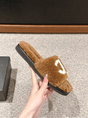 CC SLIPPERS IN CIDER BROWN MIX WHITE FLEECE