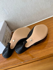 PEEP TOE SANDAL 25S HEELS 10CM IN BLACK CALFSKIN