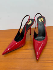YSL 26S HEELED SLINGBACKS 100 MM IN RED GLOSSY CALFSKIN