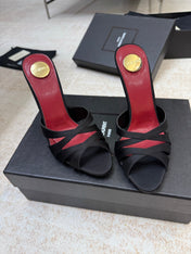 YSL 26S HEELED SANDALS 105 MM IN BLACK SATIN