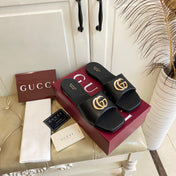 GUCCI 26S SLIDES IN BLACK CALFSKIN
