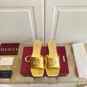 GUCCI 26S SLIDES IN GOLD CALFSKIN