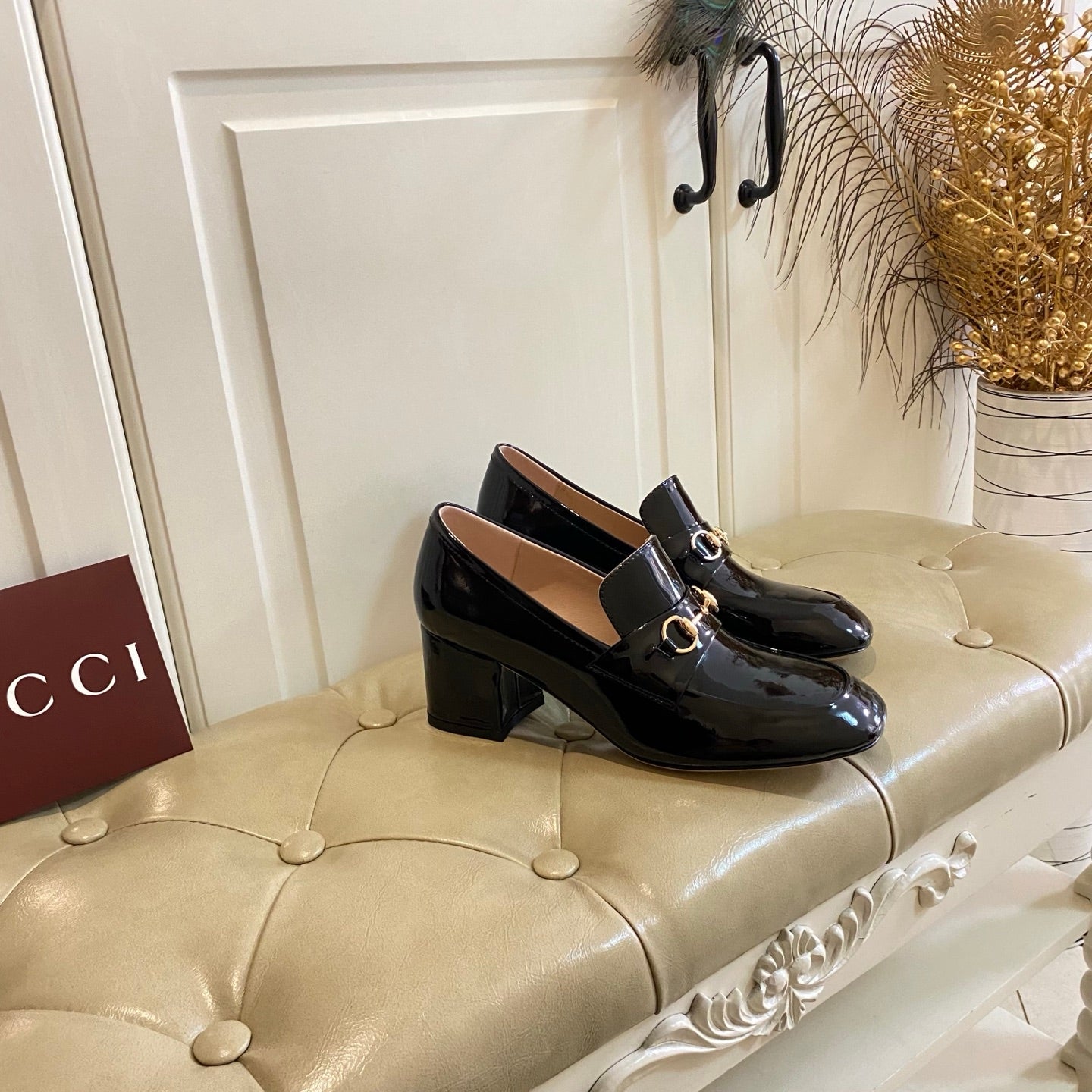 GUCCI 26S HORSEBIT LOAFERS 55 MM IN BLACK GLOSSY CALFSKIN