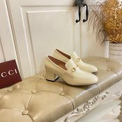 GUCCI 26S HORSEBIT LOAFERS 55 MM IN CREAM WHITE GLOSSY CALFSKIN