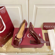 GUCCI 26S HORSEBIT MID-HEEL PUMPS 75 MM IN DARK RED CALFSKIN
