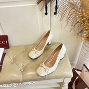 GUCCI 26S HORSEBIT MID-HEEL PUMPS 75 MM IN CREAM WHITE CALFSKIN