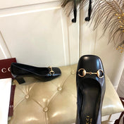 GUCCI 26S HORSEBIT MID-HEEL PUMPS 75 MM IN BLACK CALFSKIN