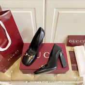 GUCCI 26S HORSEBIT MID-HEEL PUMPS 100 MM IN BLACK CALFSKIN