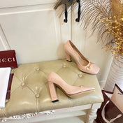 GUCCI 26S HORSEBIT MID-HEEL PUMPS 100 MM IN NUDE PINK CALFSKIN