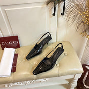 GUCCI 26S SLINGBACK 55 MM IN BLACK CALFSKIN