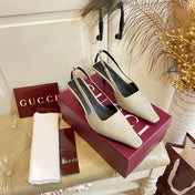 GUCCI 26S SLINGBACK 55 MM IN LIGHT TAUPE GRAY CALFSKIN