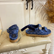 GUCCI 26S SANDALS IN BLUE JACQUARD FABRIC STYLE 2