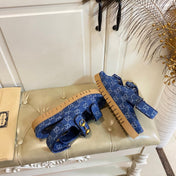 GUCCI 26S SANDALS IN BLUE JACQUARD FABRIC STYLE 1