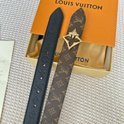 LV FLOWERGRAM 30MM REVERSIBLE BELT IN BLACK EMBOSSED CALFSKIN GOLD HARDWARE
