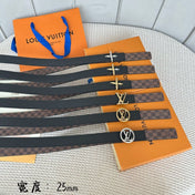 LV CIRCLE 25MM REVERSIBLE BELT IN BROWN DAMIER CALFSKIN SILVER HARDWARE