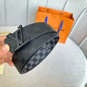 LV 25S BELT 40 MM IN BLACK MIX GREY CALFSKIN 593221