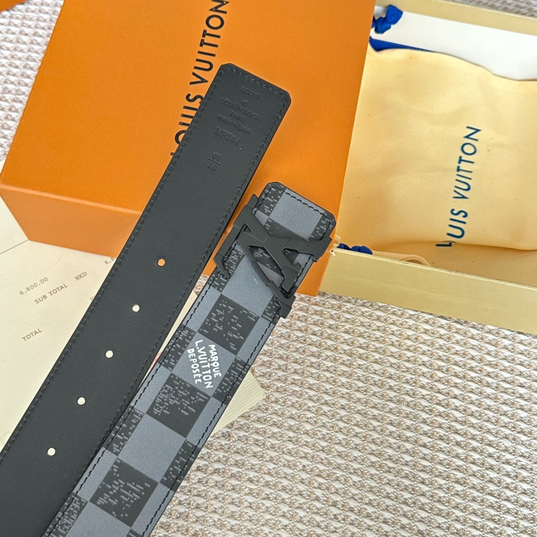 LV 25S BELT 40 MM IN BLACK MIX GREY CALFSKIN 593224