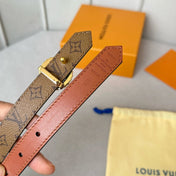 LV Circle Nautical 20mm Reversible Belt Gold Buckle Tan Light Brown Lambskin
