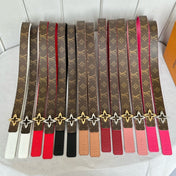 LV Flowergram 30mm Reversible Belt Silver Buckle Burgundy Brown Leather