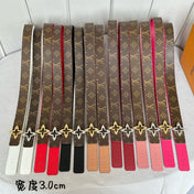 LV  MINI FLOWERGRAM 30MM REVERSIBLE BELT IN CHERRY RED CALFSKIN GOLD HARDWARE