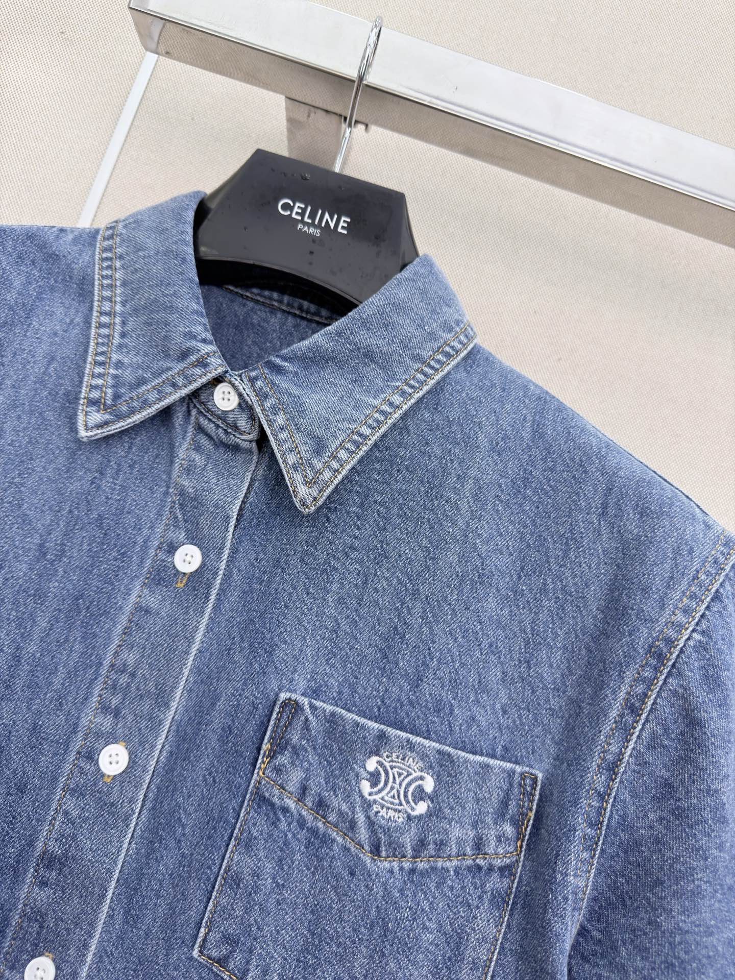 CELINE 26S SHORT SLEEVE DENIM SHIRT 321