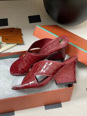 HIGH HEELS 80 MM IN RED CALFSKIN SNAKE EMBOSSING