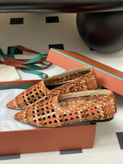 LP POINTED-TOE BALLET FLATS 25S IN ORANGE LAMBSKIN