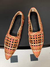 LP POINTED-TOE BALLET FLATS 25S IN ORANGE LAMBSKIN