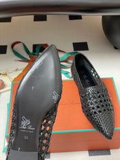 LP POINTED-TOE BALLET FLATS 25S IN BLACK LAMBSKIN