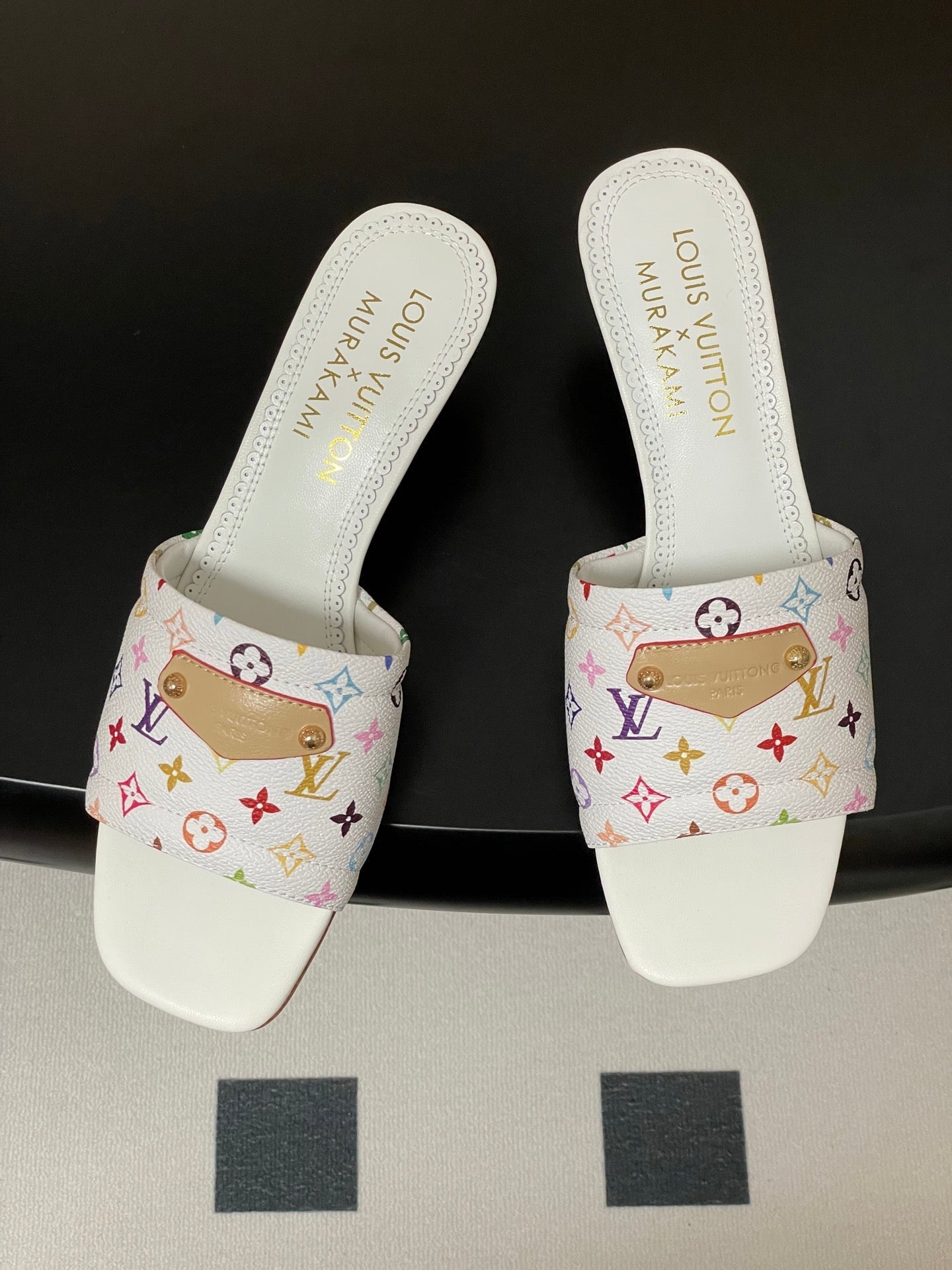 LV MURAKAMI HIGH-HEEL SANDALS 55MM IN MULTICOLOR MONOGRAM COATED CANVAS