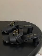 DIOR HIGH HEEL CLASSIC MONTAIGNE 40 MM 25S IN BLACK LAMBSKIN WITH CD LOGO