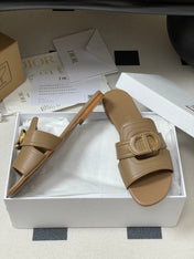 DIOR CLASSIC MONTAIGNE SANDALS 25S IN BROWN LAMBSKIN WITH CD LOGO