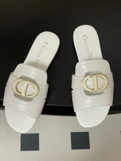 DIOR CLASSIC MONTAIGNE SANDALS 25S IN WHITE LAMBSKIN WITH CD LOGO